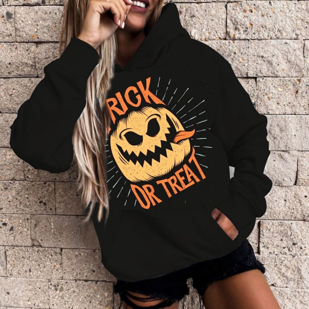 Hoodie Met Lange Mouwen En Capuchon Met Halloween-Letterprint