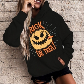 Hoodie Met Lange Mouwen En Capuchon Met Halloween-Letterprint