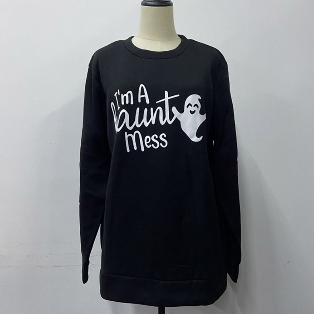 Hoodie Met Lange Mouwen En Ronde Hals Met Halloween-Letterprint