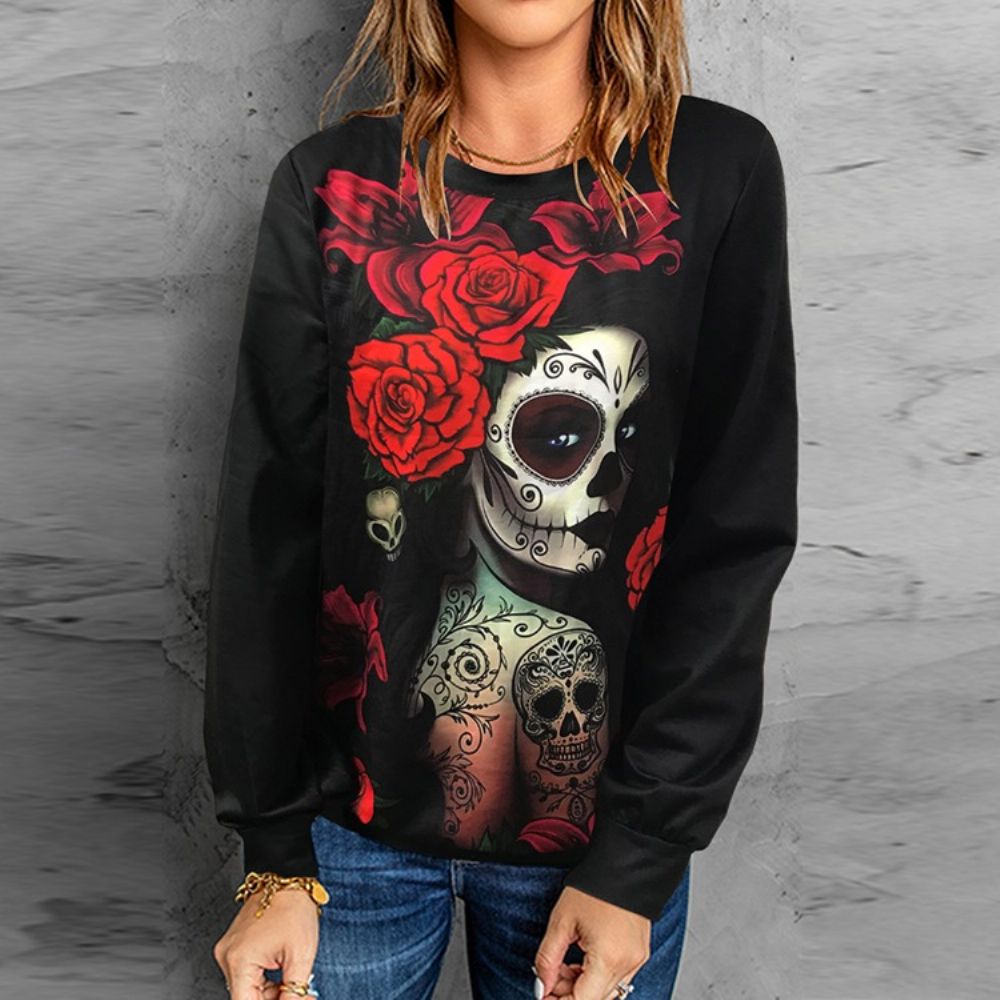 Standaard Hoodie Met Lange Mouwen En Bloemenprint