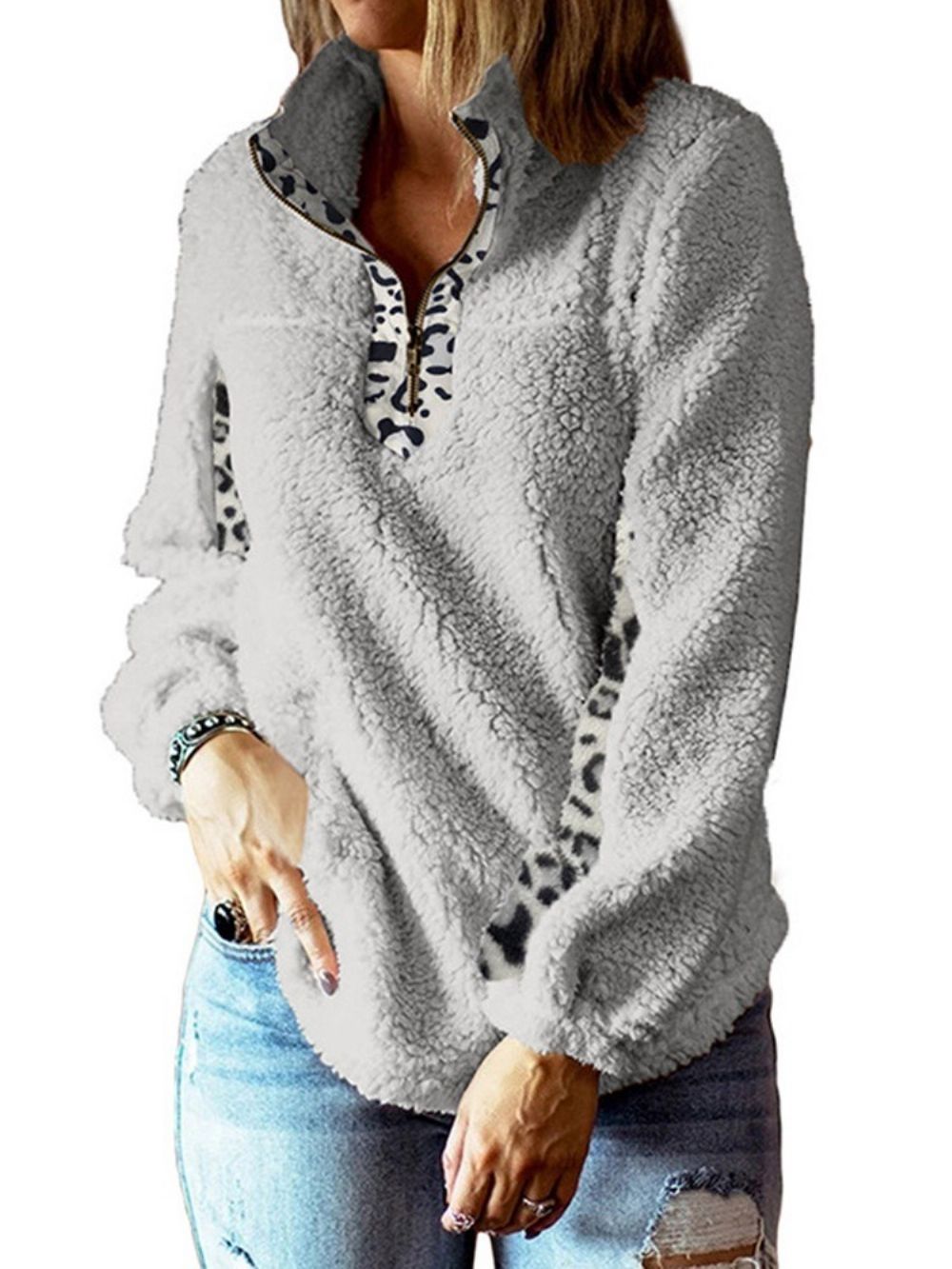 Standaard Standaard Winterhoodie Met Luipaardprint