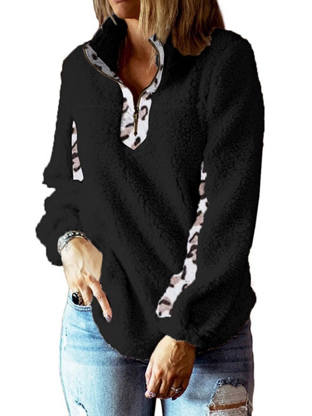 Standaard Standaard Winterhoodie Met Luipaardprint