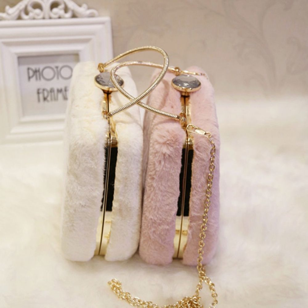 Chain Rabbit Hair Clutches & Avondtassen