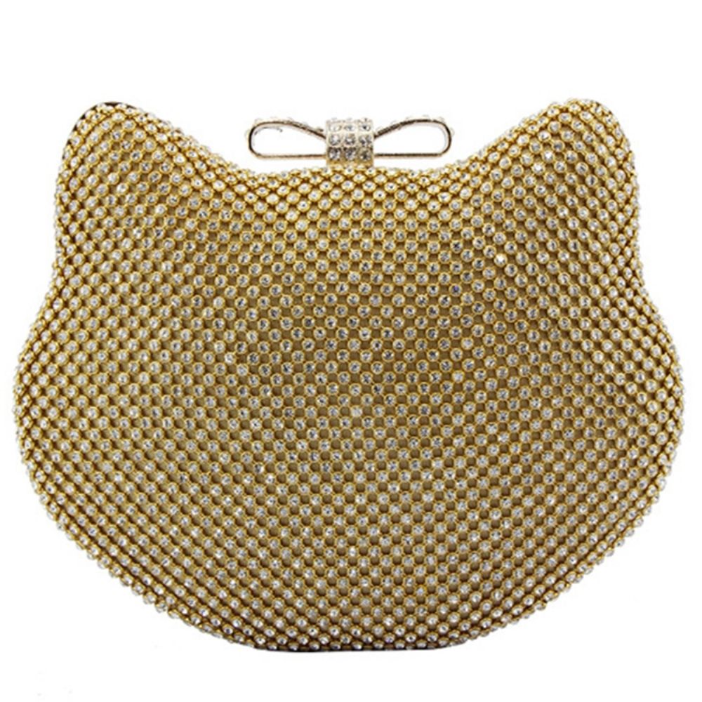 Glanzende Diamante Cat Shape Avond Clutch