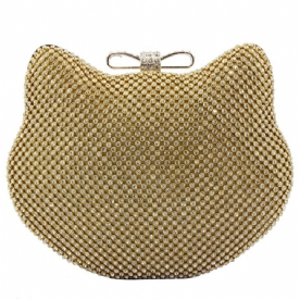 Glanzende Diamante Cat Shape Avond Clutch