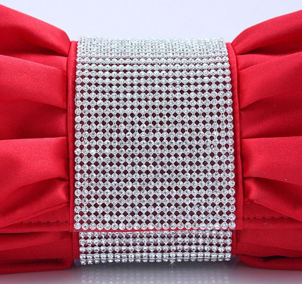 Mooie Rood Met Strass Avond Handtas Clutch