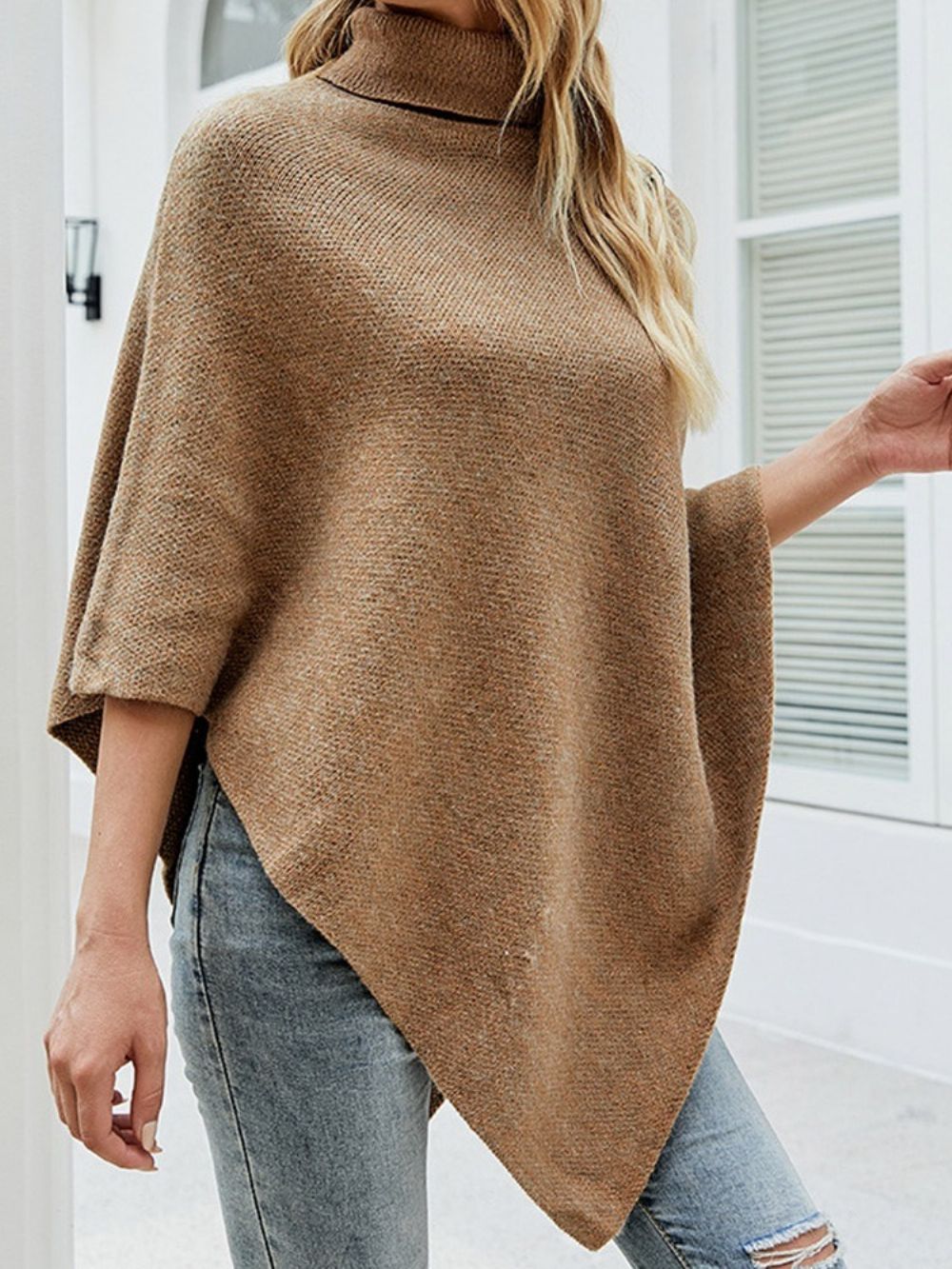 Halflange Cape-Sweater Met Knopen