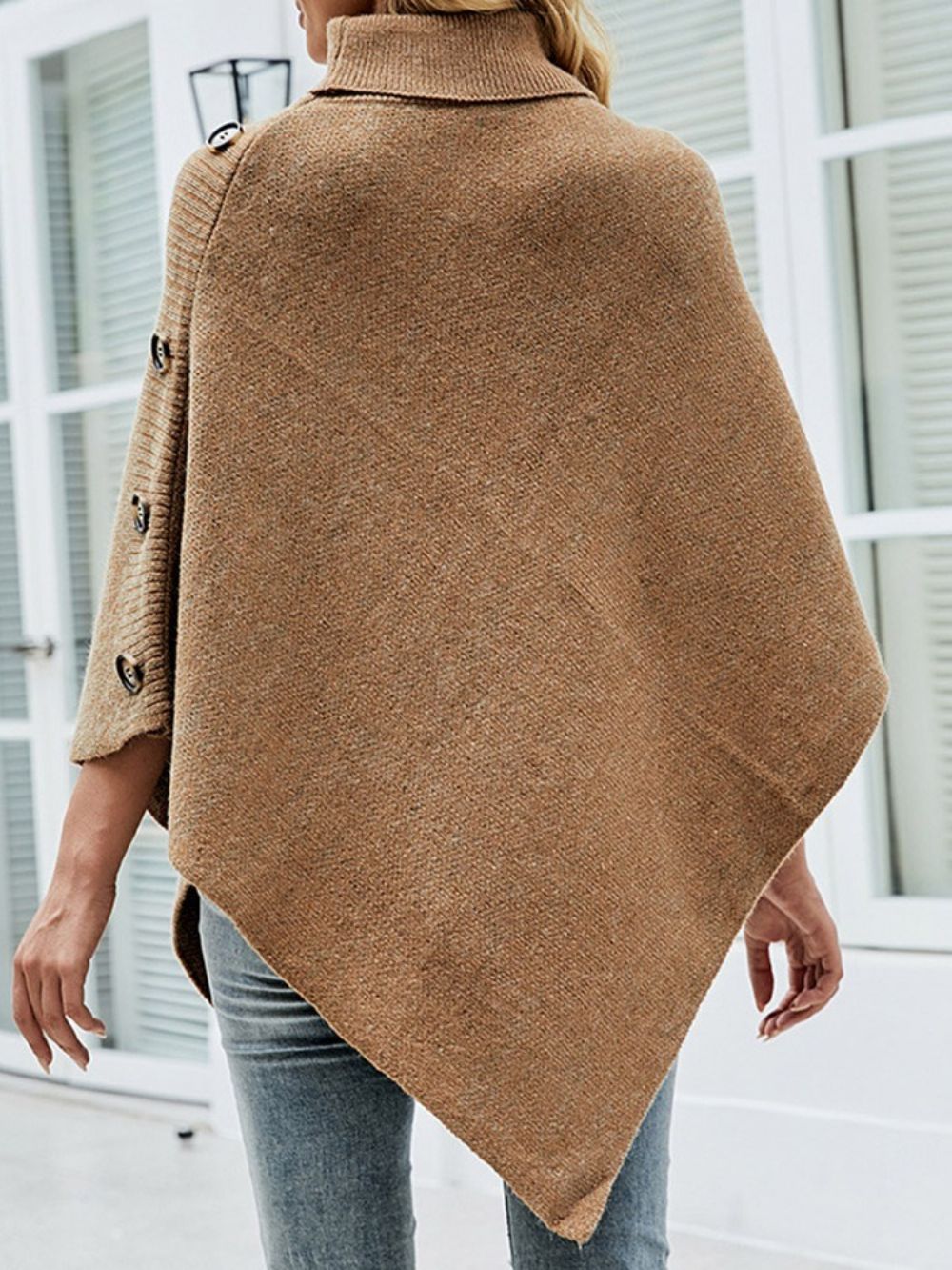 Halflange Cape-Sweater Met Knopen