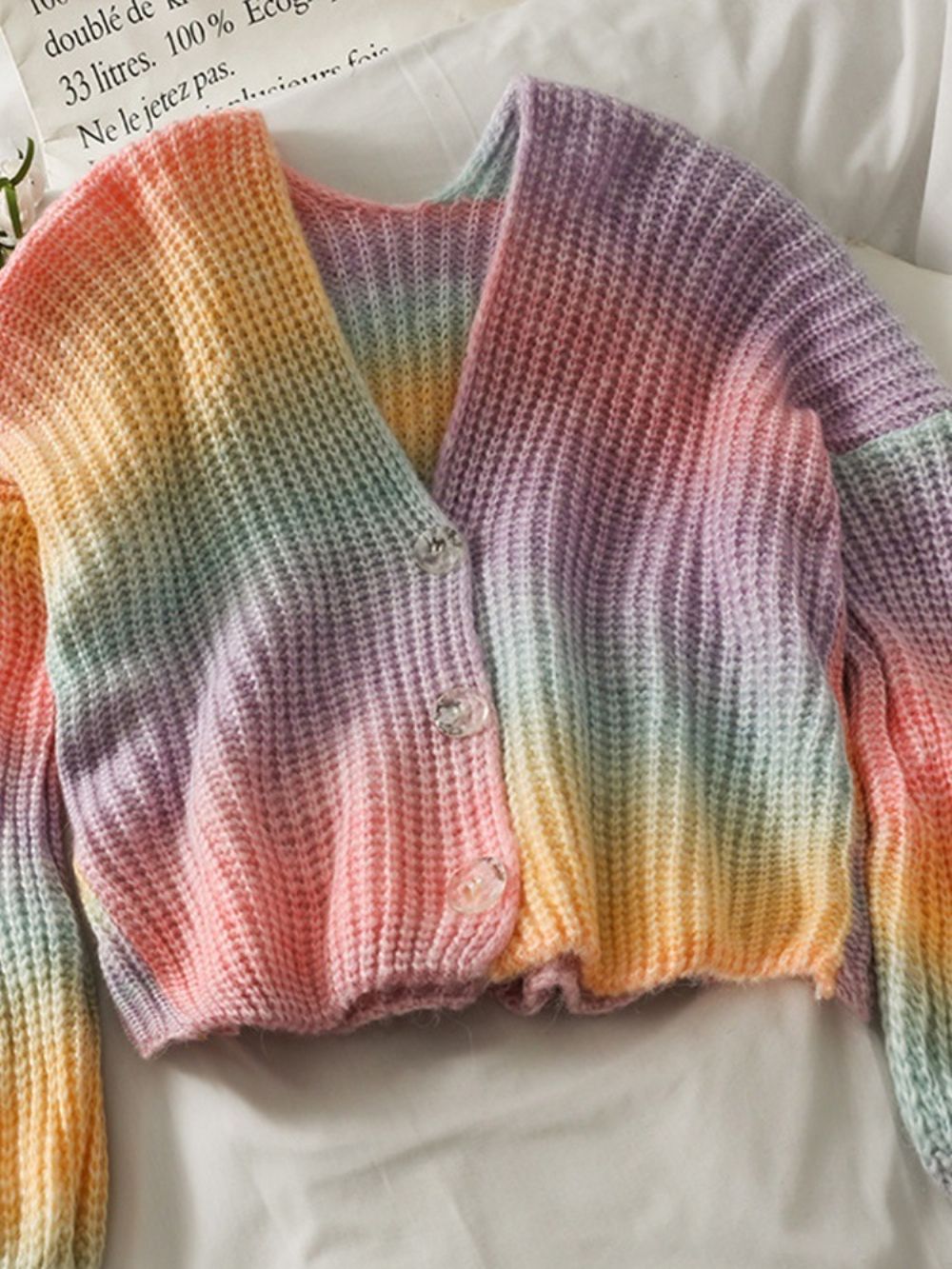 Tie-Dye Single-Breasted Normale Korte Herfsttrui