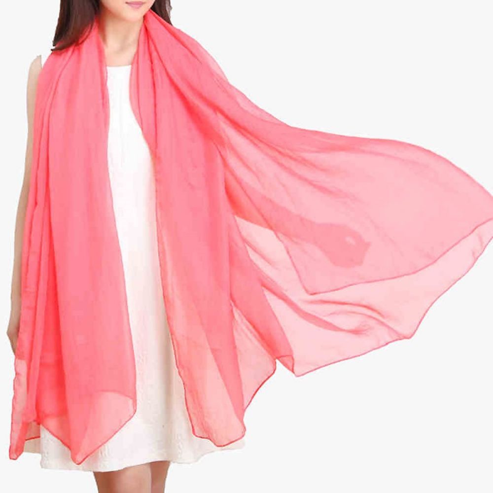 Effen Kleur Chiffon Lange Sjaal Dames