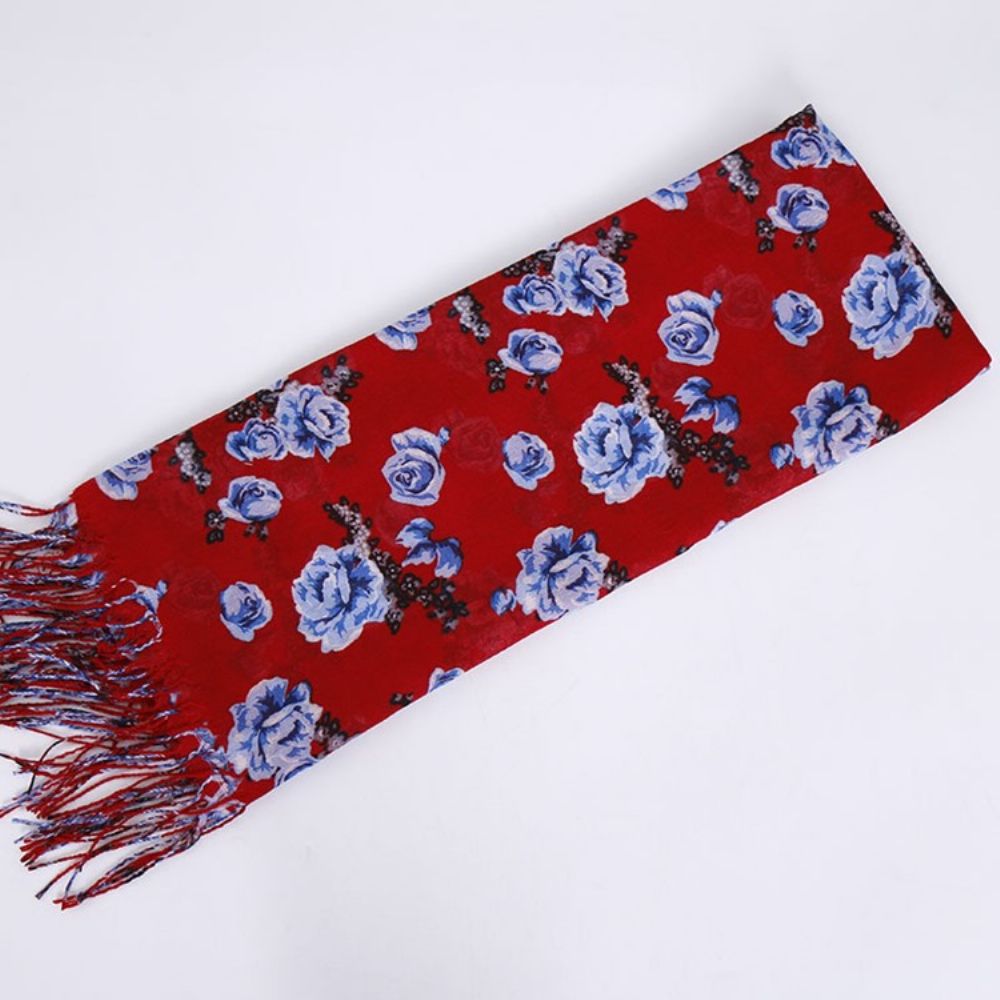 Sjaal Met Vintage Print En Bloemen