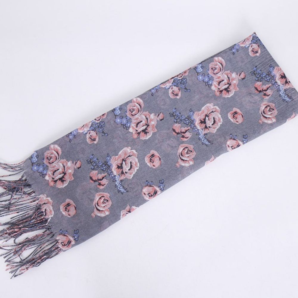 Sjaal Met Vintage Print En Bloemen