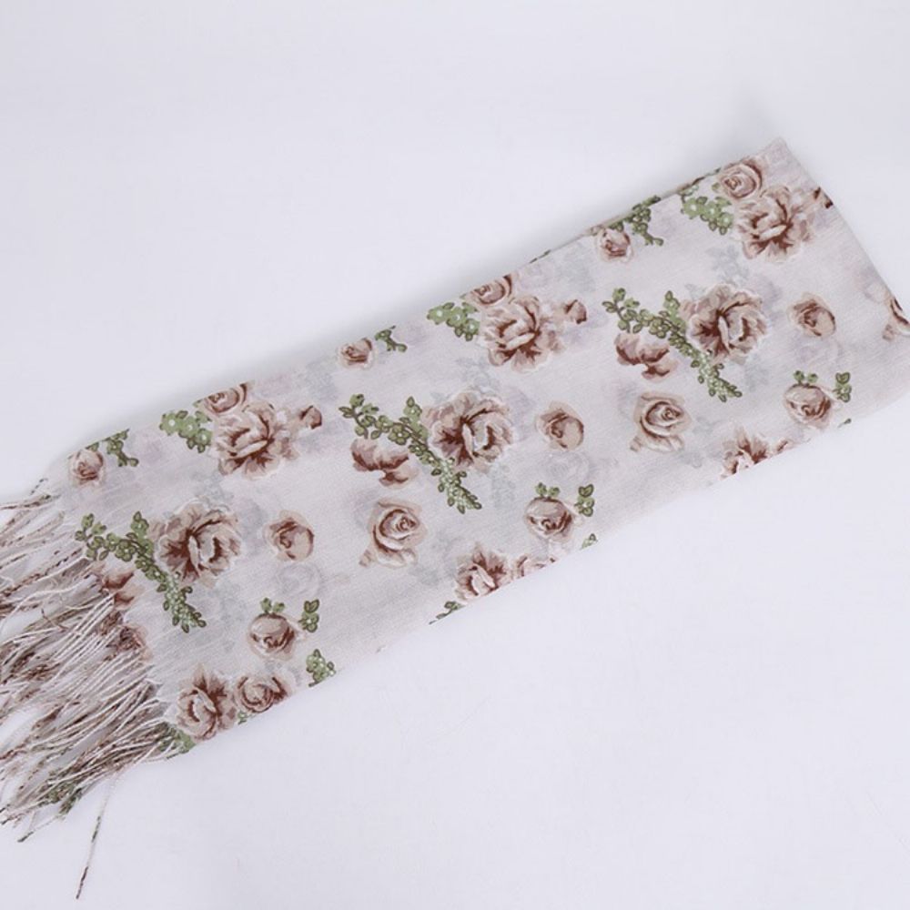 Sjaal Met Vintage Print En Bloemen