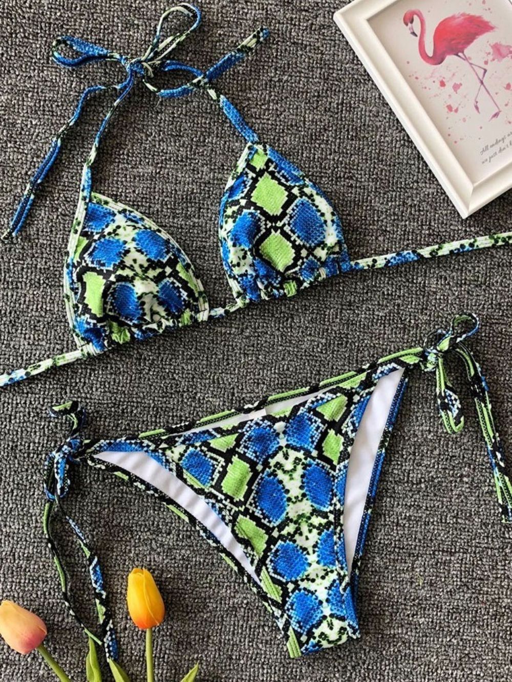 Micro Sexy Bikini Met Veters En Print