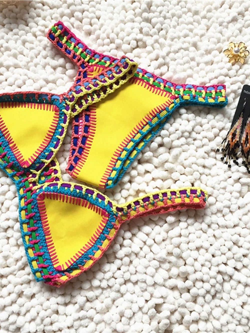 Patchwork Kleurblok Stretchy Sexy Bikiniset