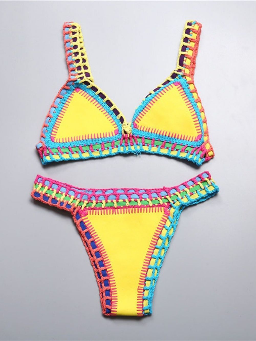 Patchwork Kleurblok Stretchy Sexy Bikiniset