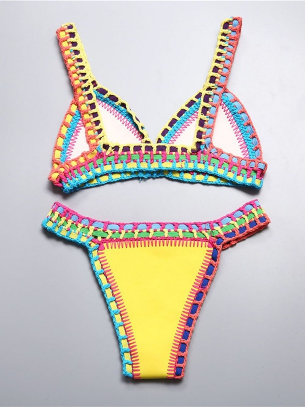 Patchwork Kleurblok Stretchy Sexy Bikiniset