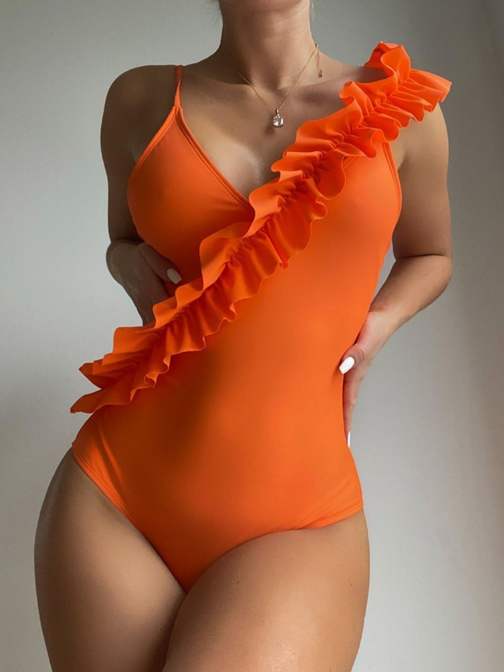 Sexy Oranje Badkleding Uit Één Stuk