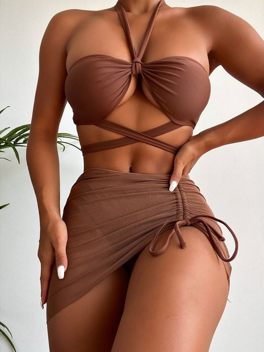 Sexy Tankini-Set Effen Dameszwemkleding