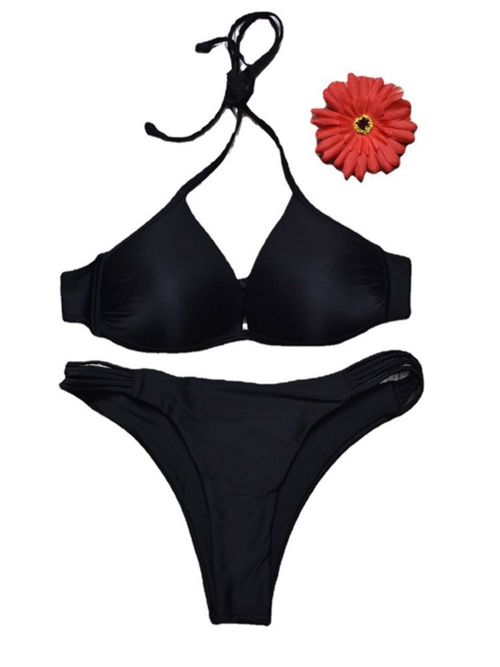 Zwarte Tankini-Set Sexy Zwemkleding Met Veters