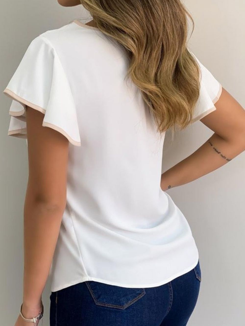 Slim Fashion T-Shirt Met Ronde Hals En Korte Mouwen Met Kleurvlakken