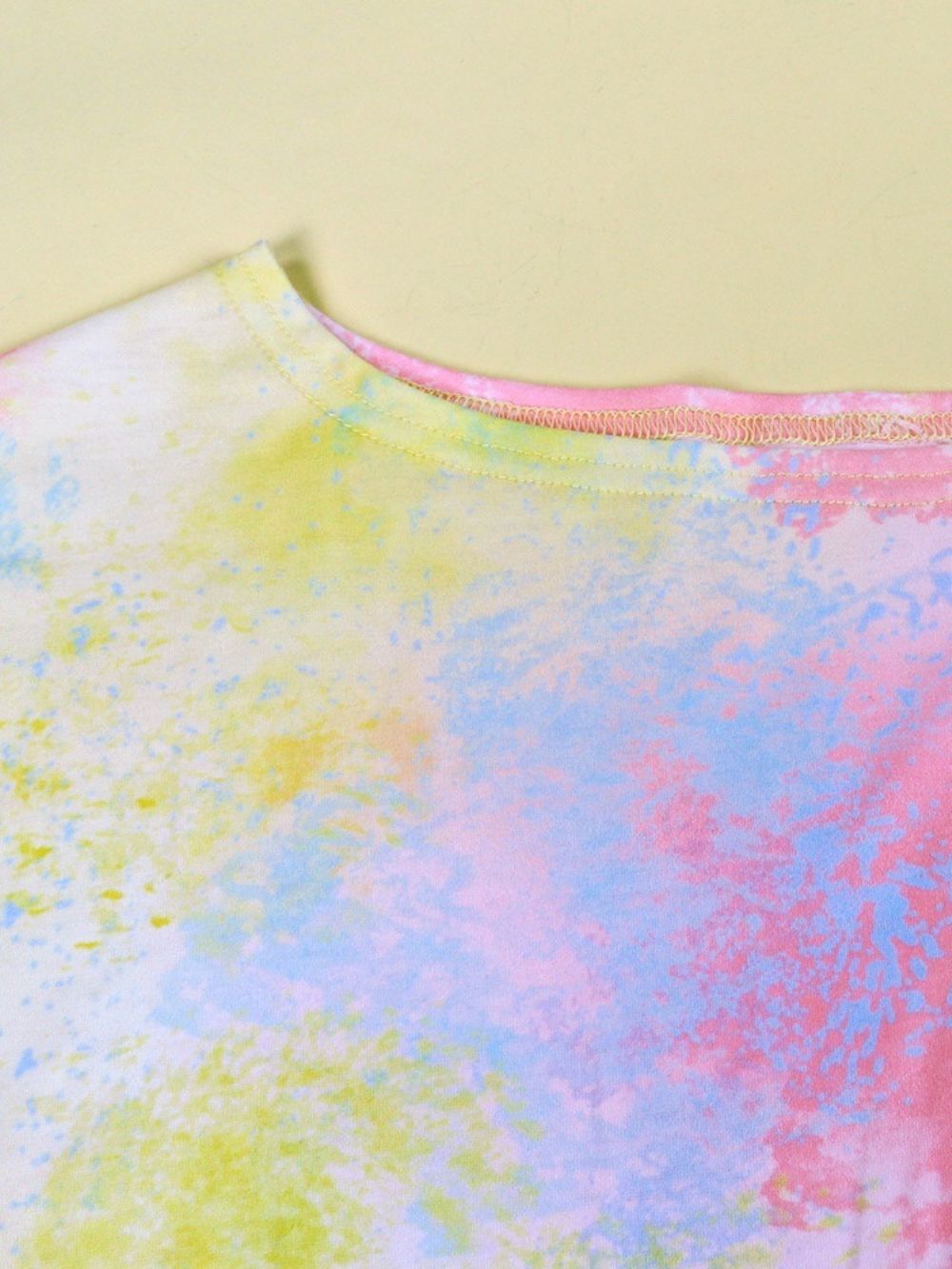 Tie Dye Lange Mouw Halflange Schuine Kraag Los Zomer T-Shirt