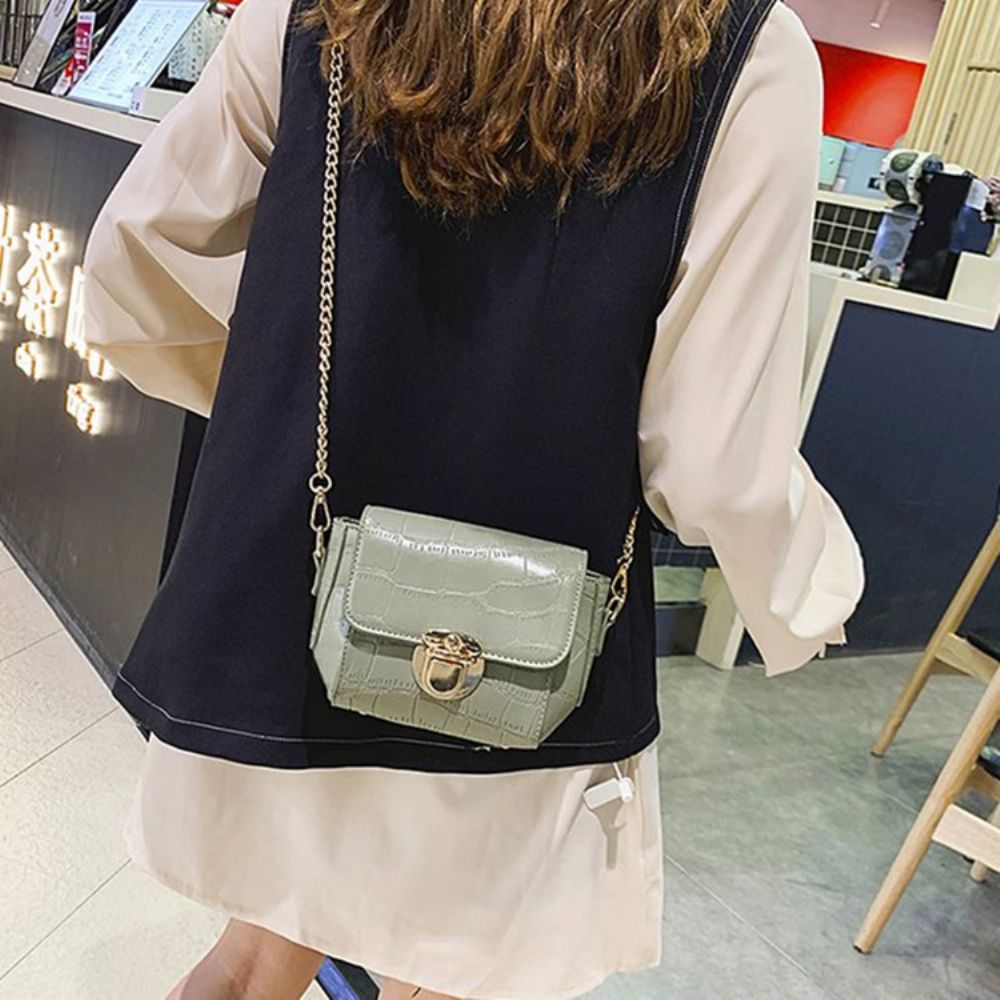 Chain Pu Alligator Rechthoekige Crossbody Tassen