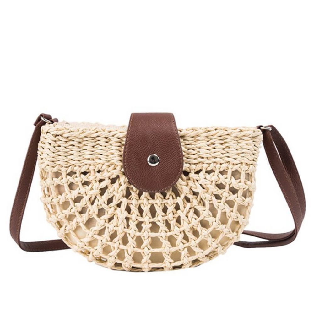 Effen Gras Gebreide Zadel Crossbody Tas