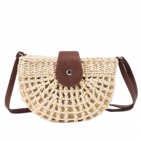 Effen Gras Gebreide Zadel Crossbody Tas