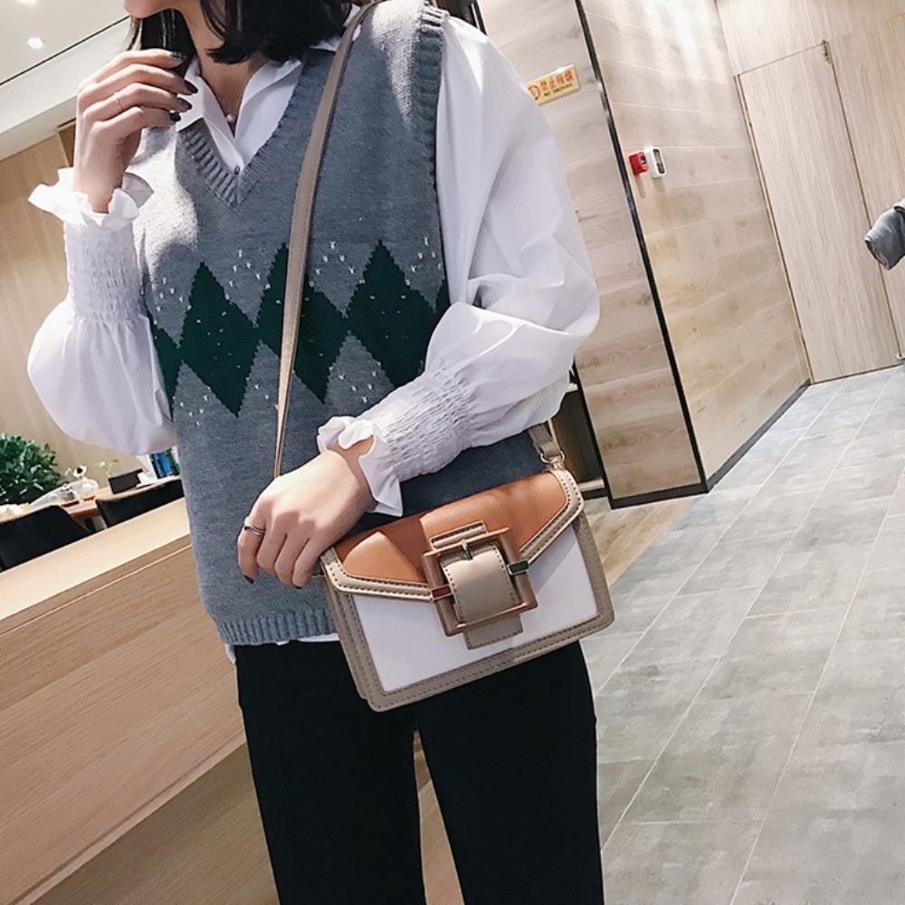 Effen Pu-Riem Versierde Rechthoekige Crossbody-Tassen