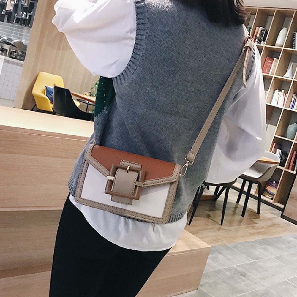 Effen Pu-Riem Versierde Rechthoekige Crossbody-Tassen