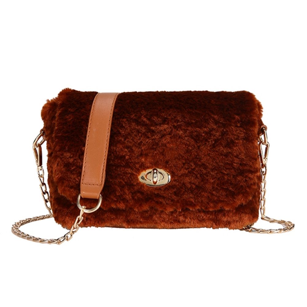 Lock Effen Velours Rechthoekige Crossbody Tassen