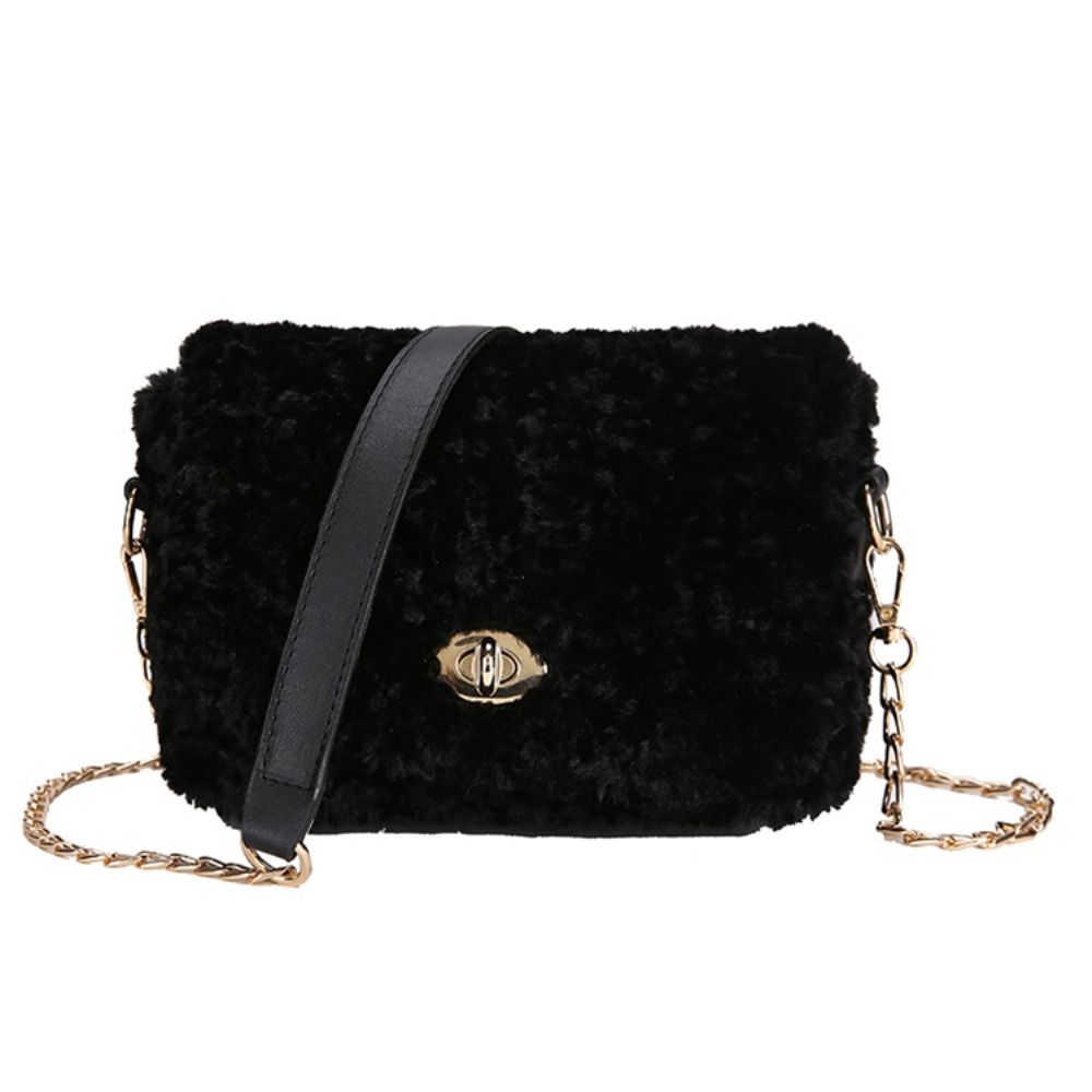 Lock Effen Velours Rechthoekige Crossbody Tassen