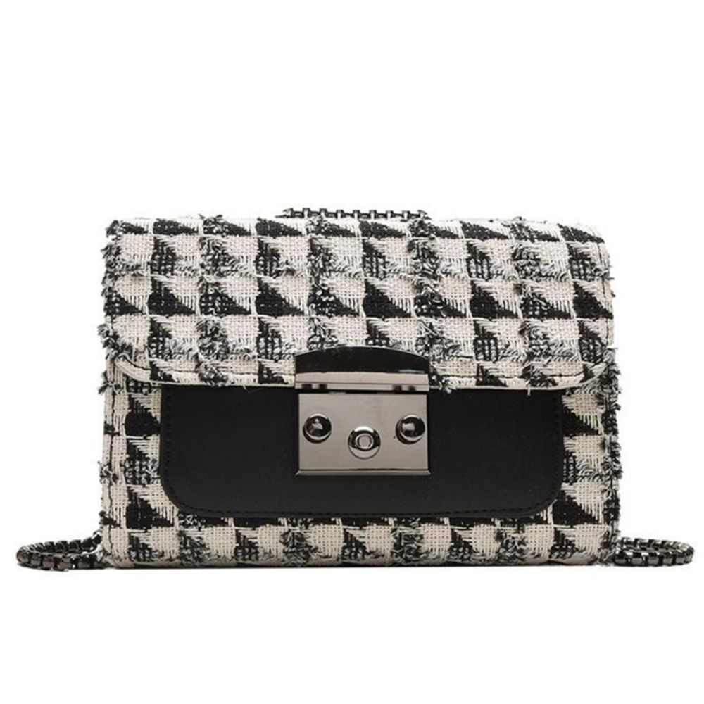 Plaid Lock Pu Rechthoekige Crossbody Tassen