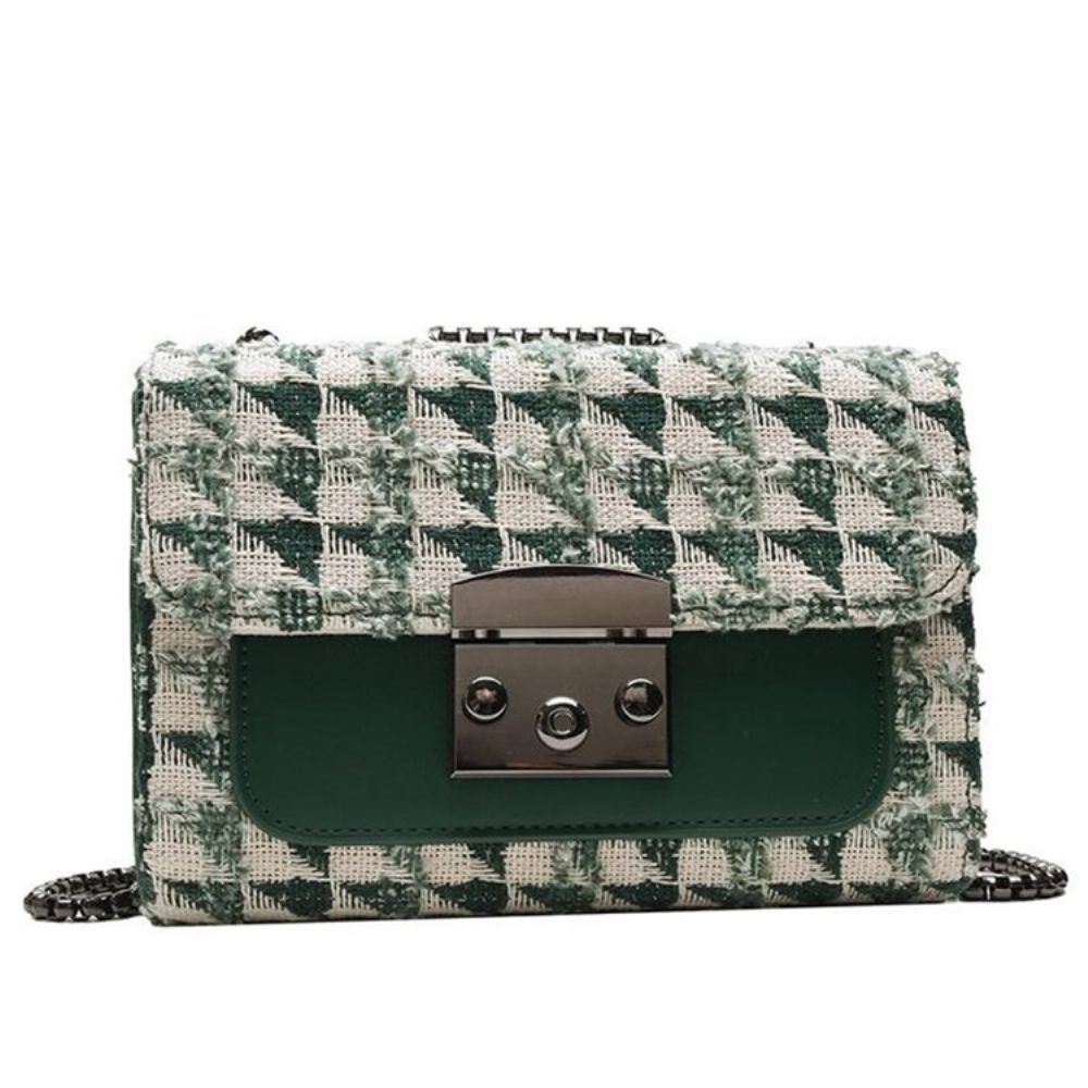 Plaid Lock Pu Rechthoekige Crossbody Tassen