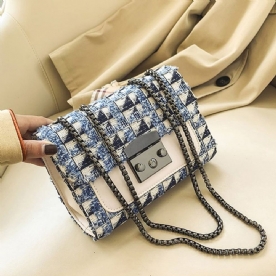 Plaid Lock Pu Rechthoekige Crossbody Tassen