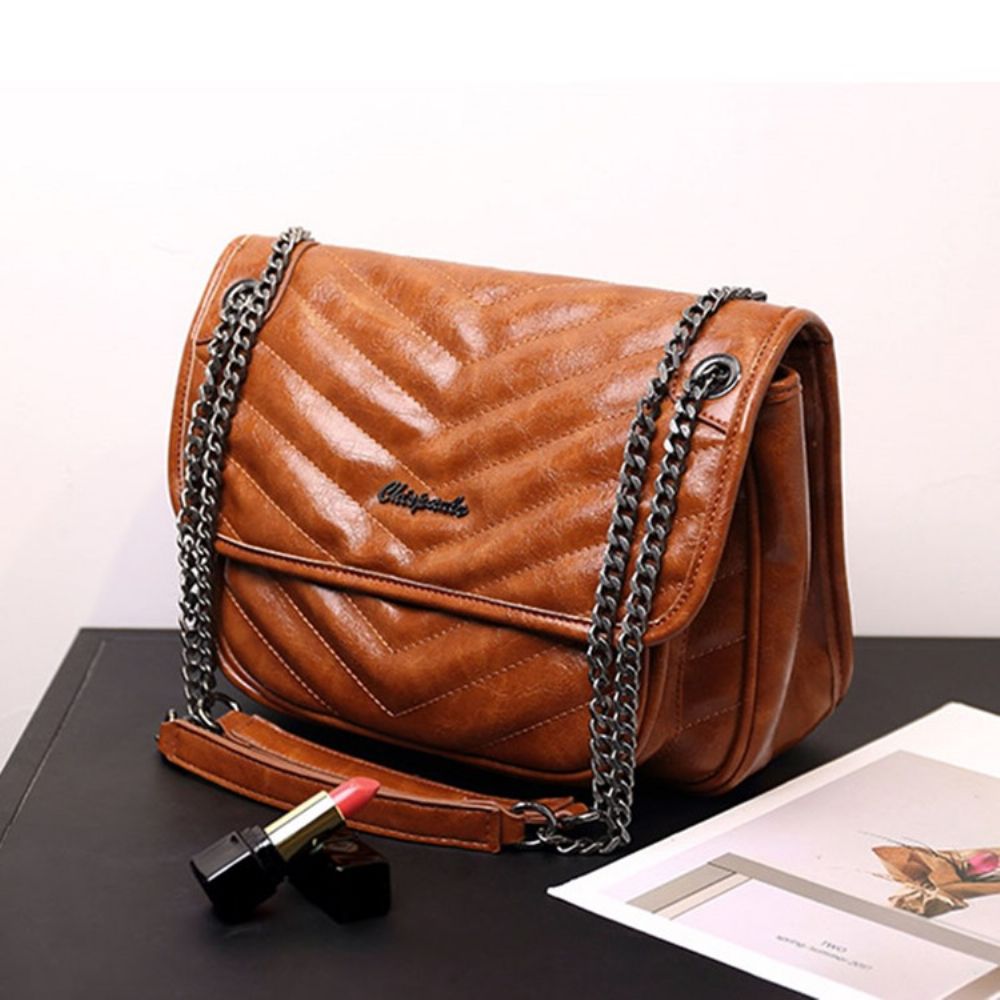 Pu Chain Effen Rechthoekige Crossbody Tassen