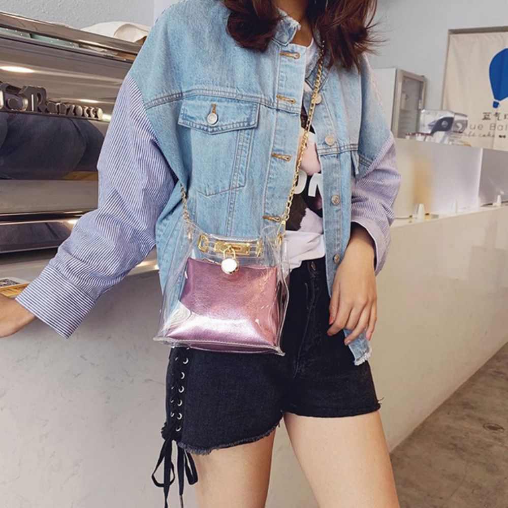 Pu Effen Ketting Vierkante Crossbody Tassen