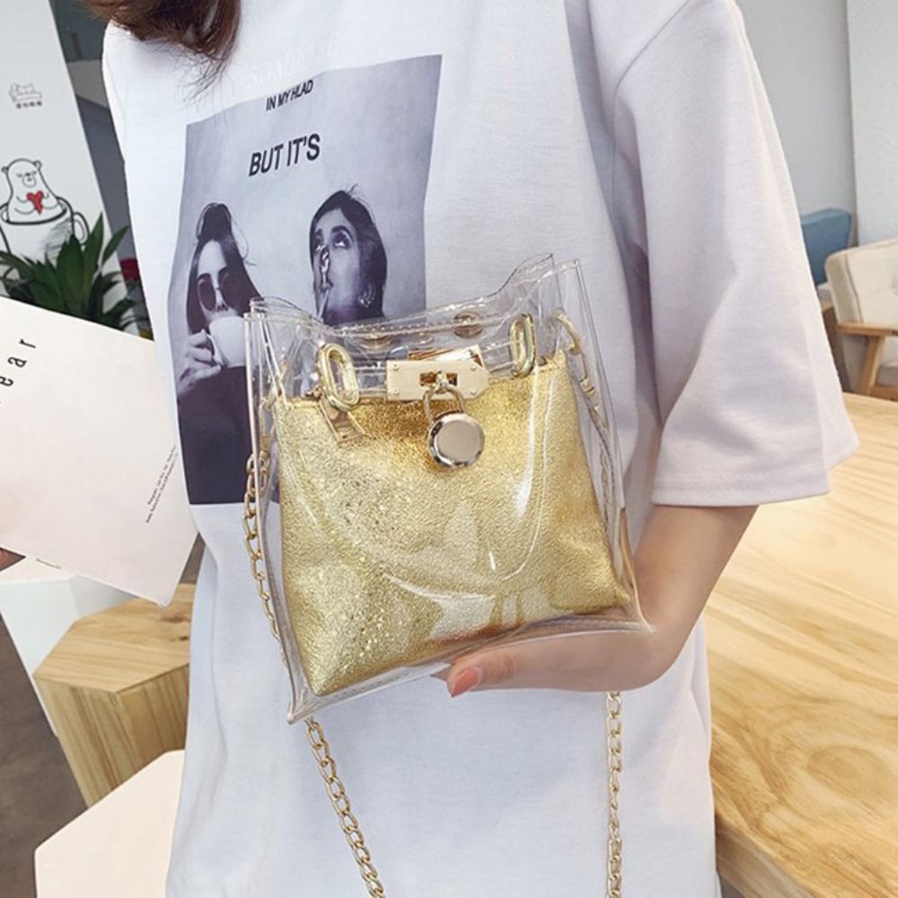 Pu Effen Ketting Vierkante Crossbody Tassen