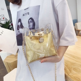 Pu Effen Ketting Vierkante Crossbody Tassen