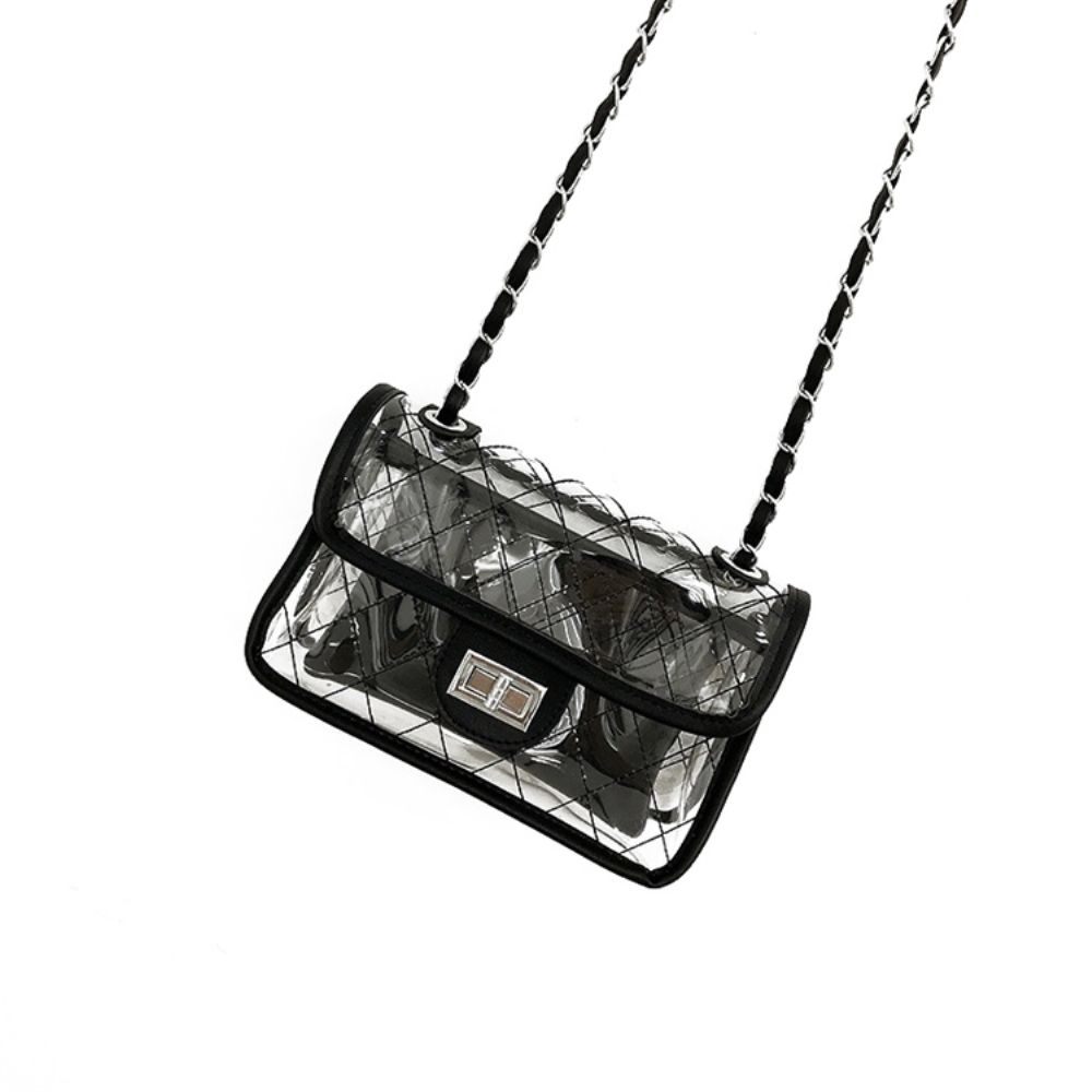 Pu Geruite Ketting Veerflap Crossbody Tassen