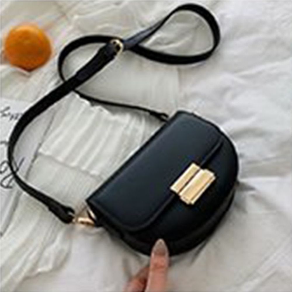 Pu Plain Lock Zadel Crossbody Ba