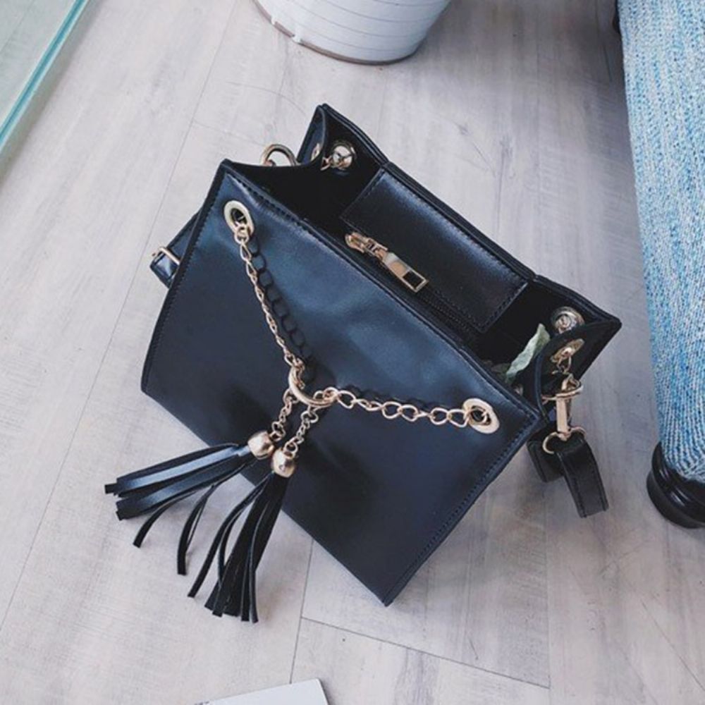 Pu-Tassel Effen Vierkante Crossbody Tas