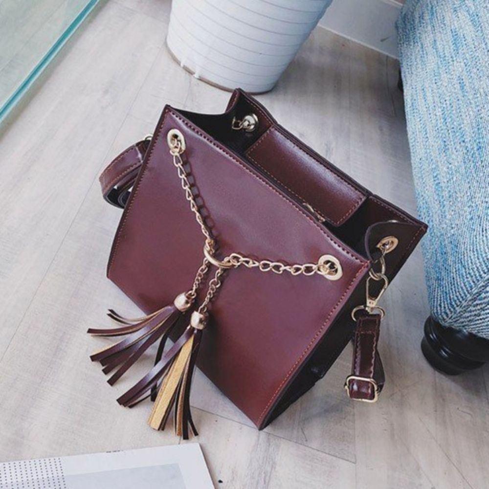 Pu-Tassel Effen Vierkante Crossbody Tas