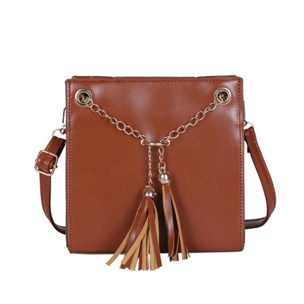 Pu-Tassel Effen Vierkante Crossbody Tas