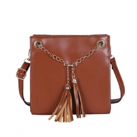 Pu-Tassel Effen Vierkante Crossbody Tas