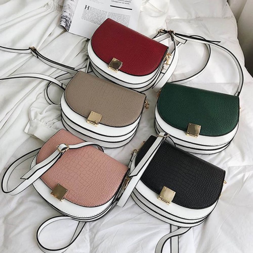 Thread Pu Zadel Tweekleurige Crossbody Tas