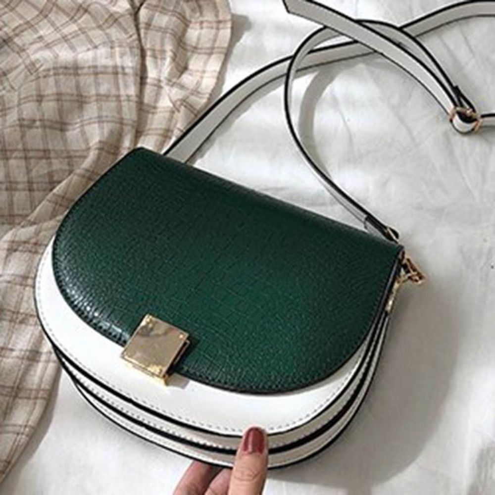 Thread Pu Zadel Tweekleurige Crossbody Tas