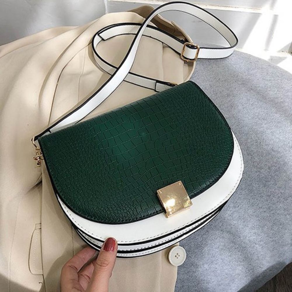 Thread Pu Zadel Tweekleurige Crossbody Tas