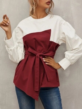 Standaard Blouse Dames Met Lantaarnmouwen Effen Lange Mouwen